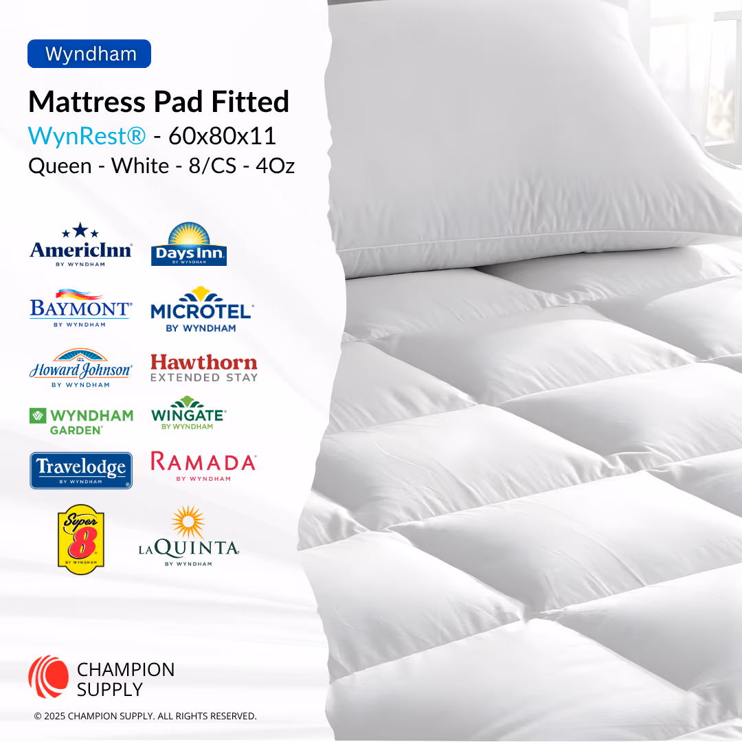 Wynrest Mattress Pad Fitted 60x80x11 Queen 4 Ounce, Case of 8